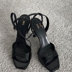 Zara Elegant Black Strappy Heels